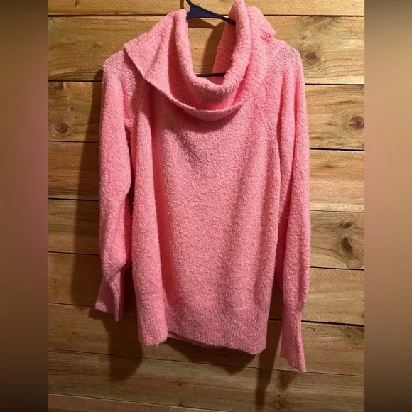 Lilly Pulitzer Barrymore Sweater Off The Shoulder Cowl Neck Boucle Pink Size L - Picture 4 of 6